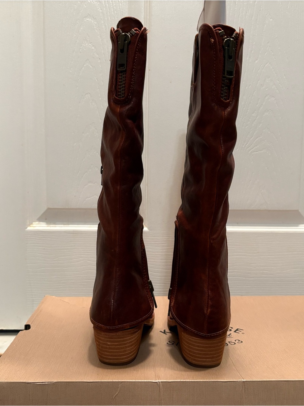 Kork-Ease Women's Tall Leather Heeled Boots in Brown - Picture 5 of 7